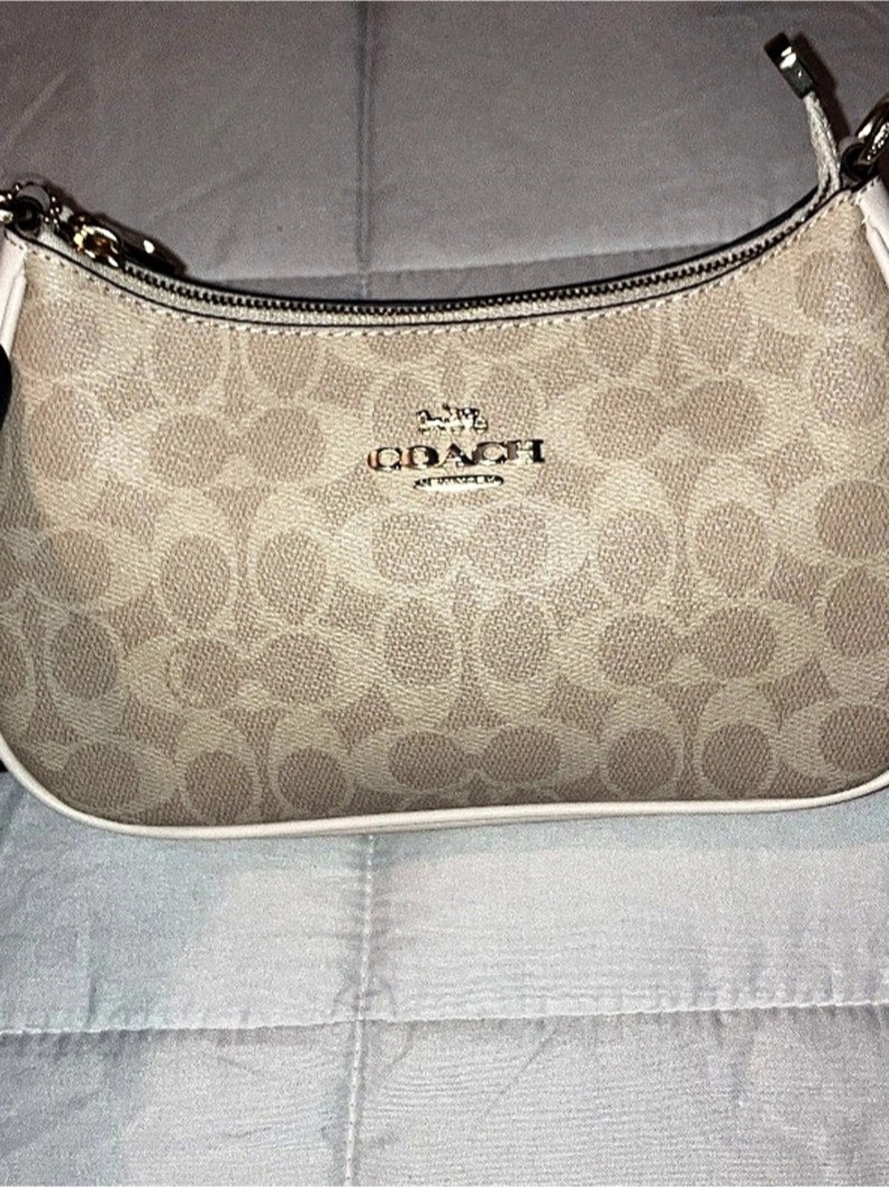 Coach Teri Shoulder Bag in Signature Canvas Beige & Brown